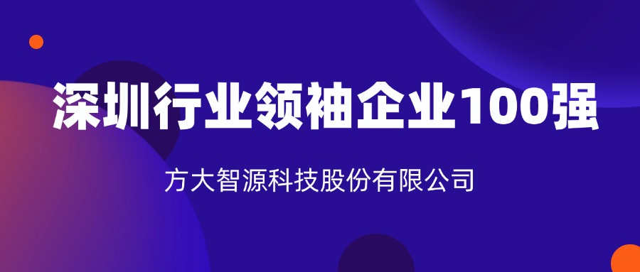 方大智源科技股份有限公司連續(xù)六年上榜“深圳行業(yè)領(lǐng)袖企業(yè)100強”